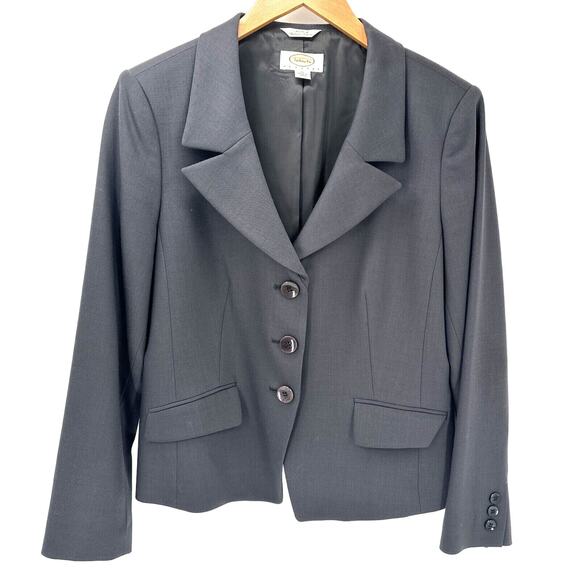 Talbots Blazer Womens Petite 10 10P Gray Jacket Wool Classic Lined Vintage - Picture 1 of 7
